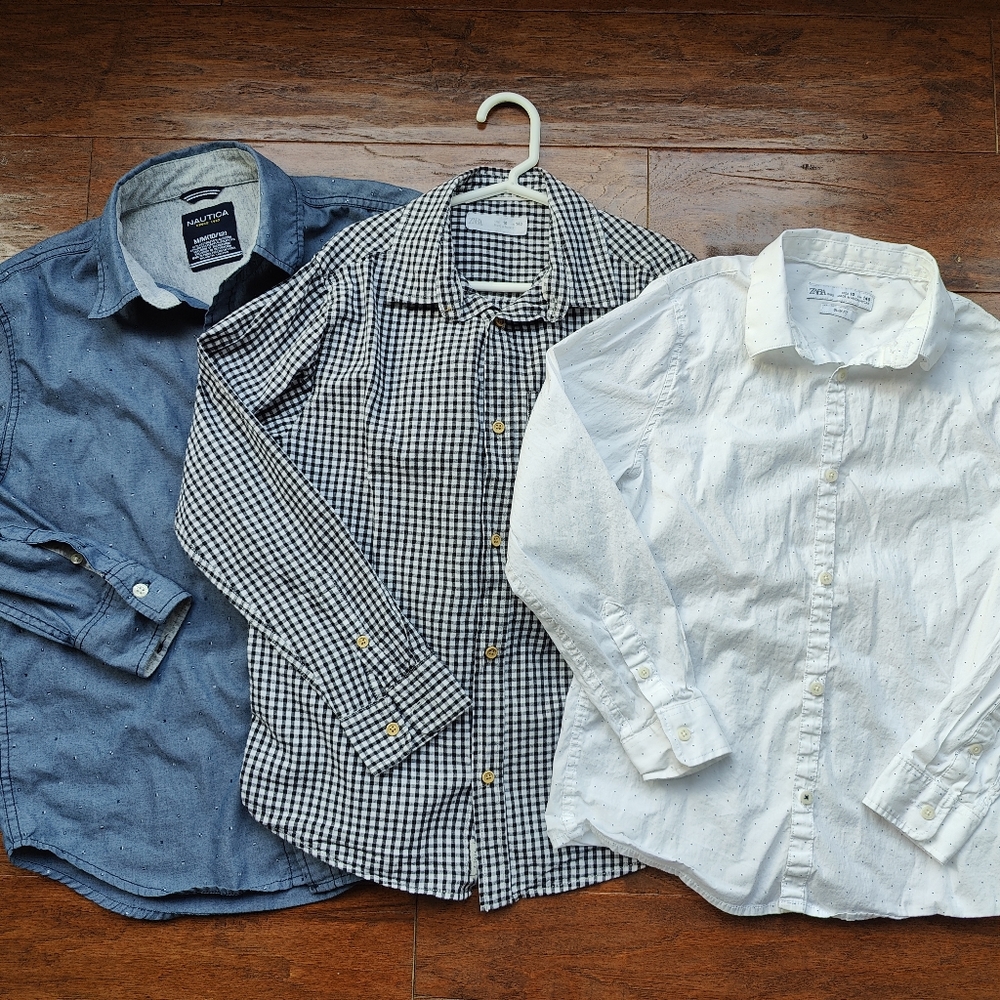 Lot of 3 boys shirts Zara & Nautica Size 10
